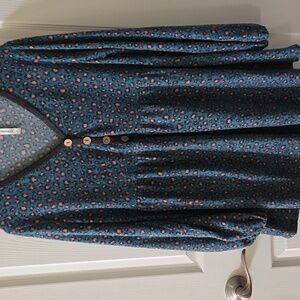 Emerald Teal and Pink Patterned Top